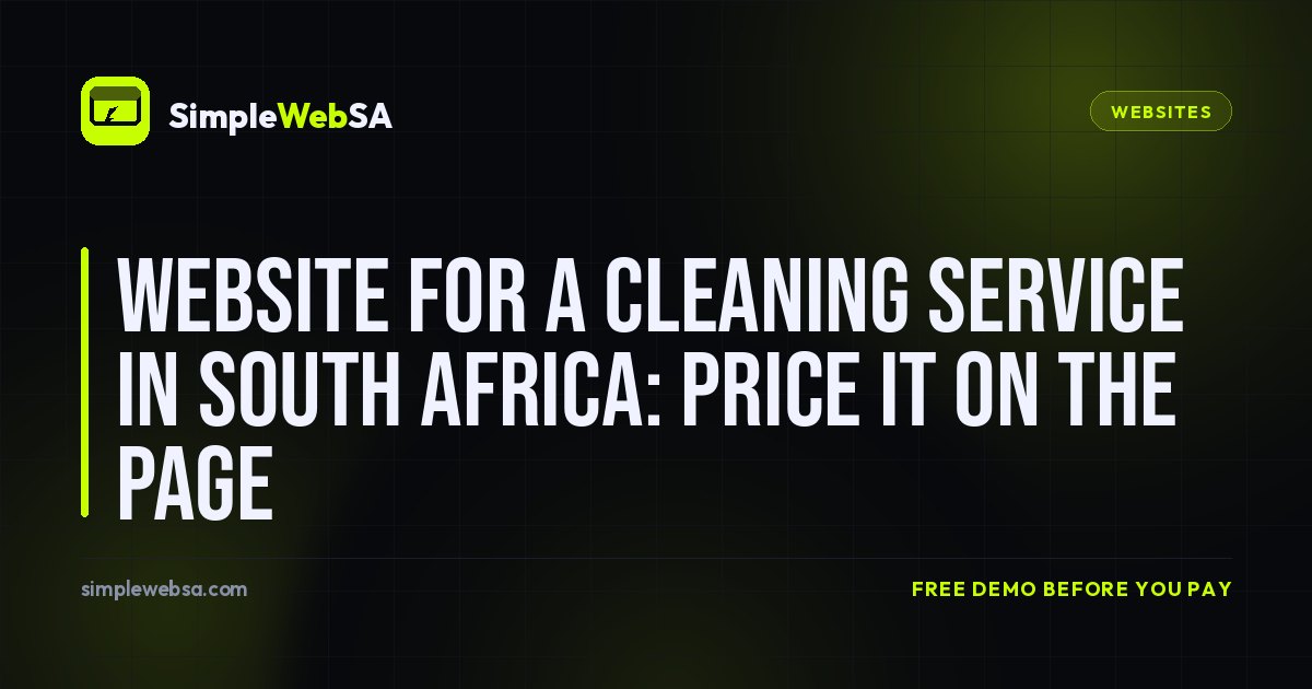 Website for a Cleaning Service in South Africa: Price It on the Page